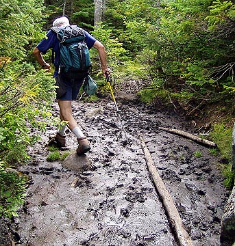 Slightly wet sections on the ridge